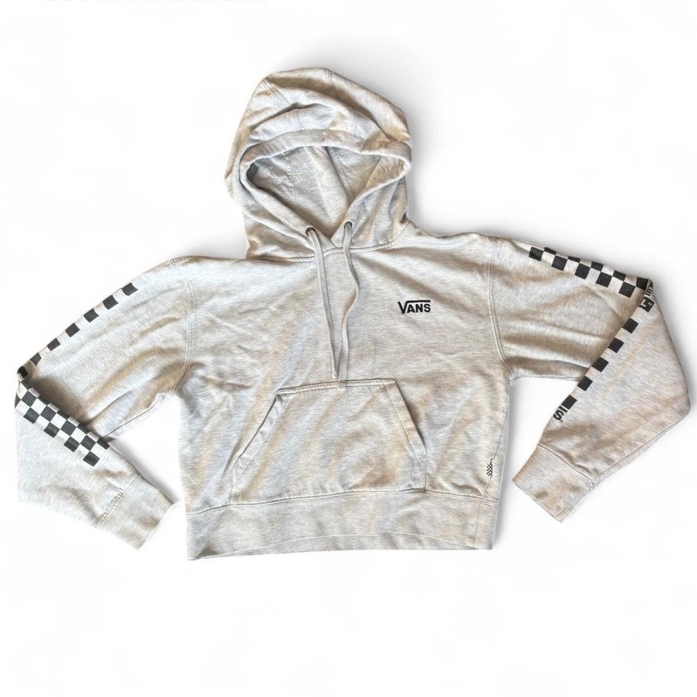 Vans Women’s Grey checkered cropped athletic Sweatshirt hoodie